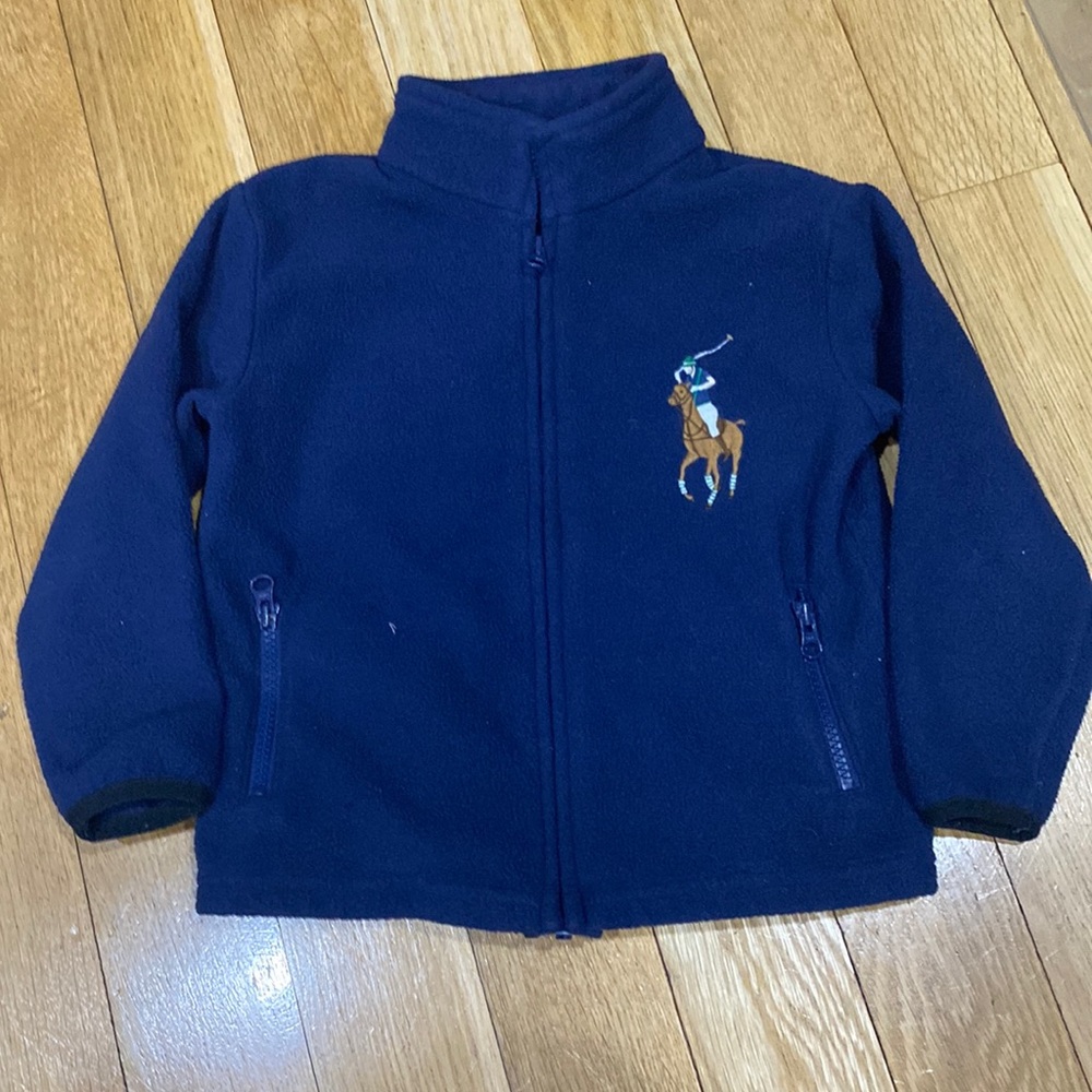 Vintage Polo Ralph Lauren Jacket Toddler 4 4T Blue Big Pony Fleece Sweater